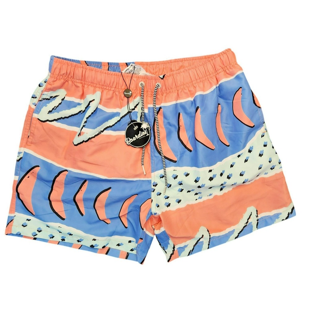 Boardies Apparel Mens Abstract Geometric Swim Trunks‎ Blue Coral Large